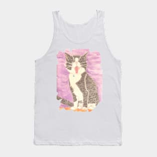 Cat black and white Tank Top